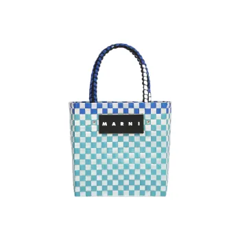 MARNI Basket Series Polypropylene With Cow Leather Tote Bag Shopping Bag Handbag Women's Light Blue