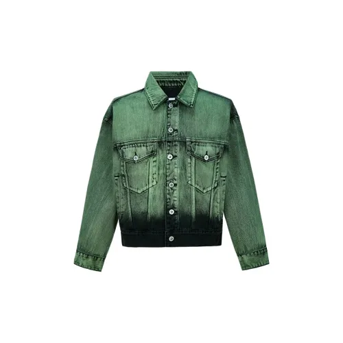 URBAN REVIVO Denim Jackets Men Grass Green