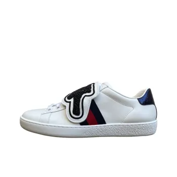 GUCCI Wear-Resistant Low-Top Skateboard Shoes Women's White Blue