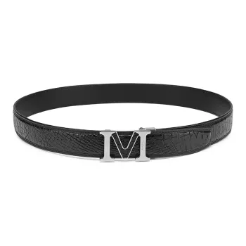 FAIRWHALE Brand Large Logo Stainless Steel High End Automatic Buckle Crocodile Leather Belts Men's Width 3.5CM