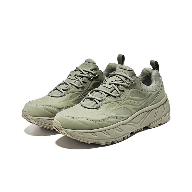 Saucony Wear Resistant Low Top Running Shoes Unisex Gray Green-2