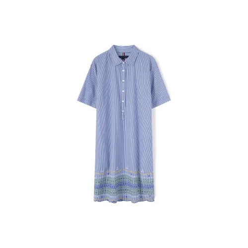 Tommy Hilfiger Short-Sleeved Dresses Women's Blue Stripes