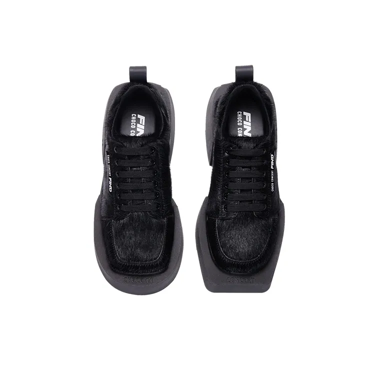 CHOCO CONCERT Anti Slip Wear Resistant Breathable Supportive Height Increasing Low Top Platform Shoes Unisex All Black-3