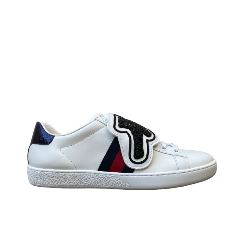GUCCI Wear-Resistant Low-Top Skateboard Shoes Women's White Blue-1