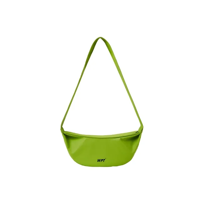 WPT PU Nylon Fabric Dumpling Bag One Shoulder Crossbody Fanny Pack Medium Size Unisex Black/White/Khaki/Green/Blue-19