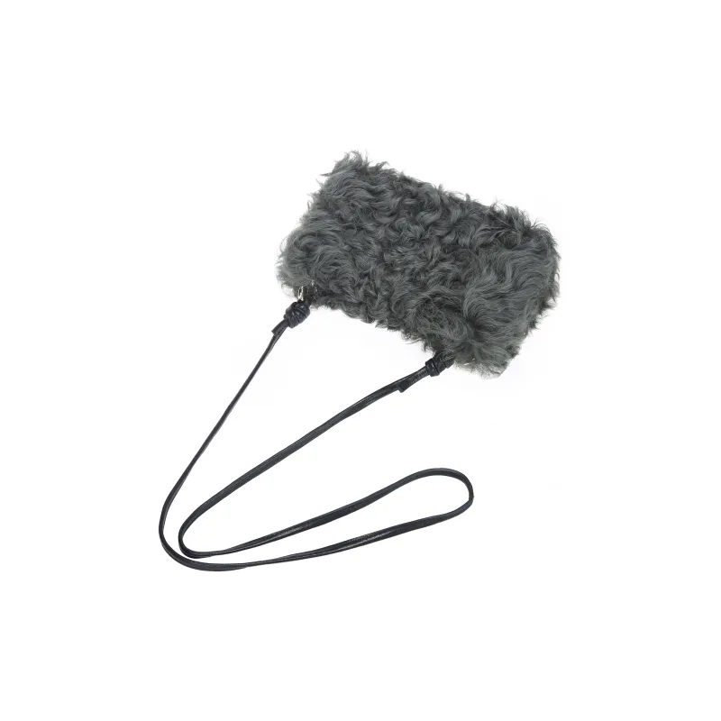 QULU Wool One Shoulder Handbag Small Size Women's Beige/Green/Black-15