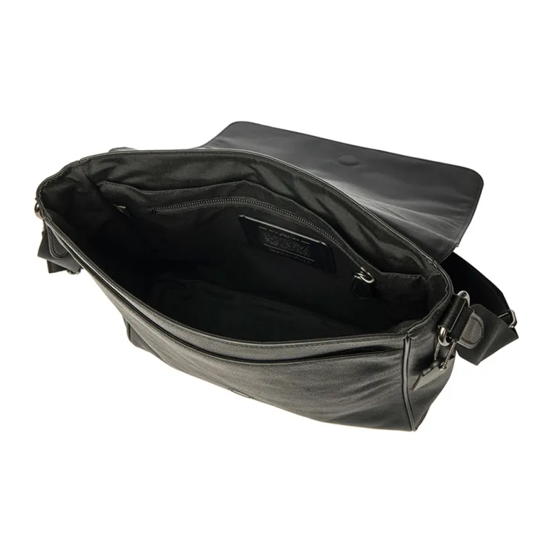 COACH Houston Pebbled Leather Messenger Bag Shoulder Bag Crossbody Bag Large Size Men's Black-5