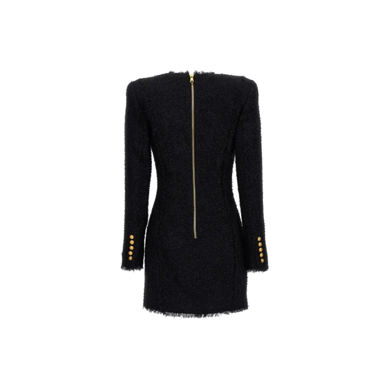 BALMAIN Long Sleeved Dress Women's Black-1