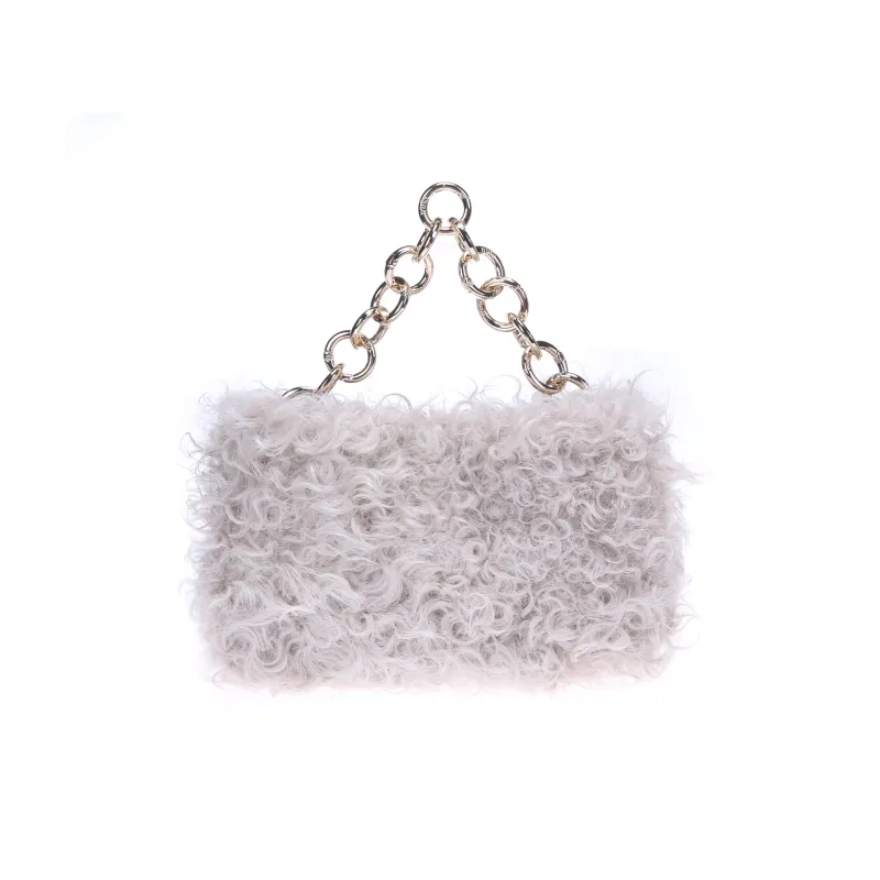 QULU Wool One Shoulder Handbag Small Size Women's Beige/Green/Black-0