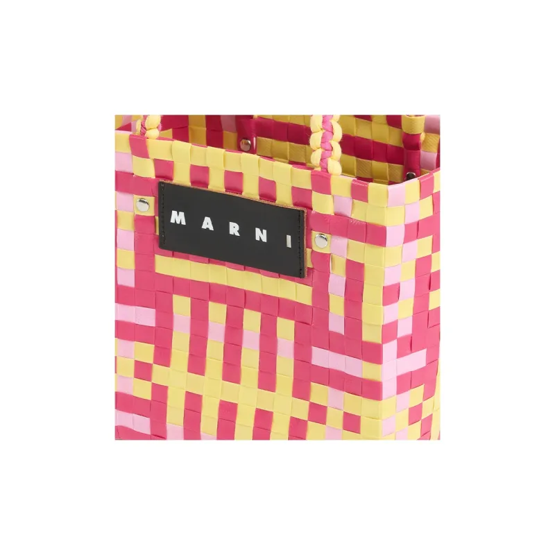 MARNI Basket Series Polypropylene Tote Bag, Shopping Bag, Handbag Regular Women's Soft Pink-4