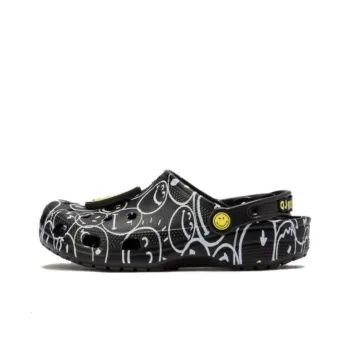 Crocs Smiley World Classic Clogs 'Black White Yellow' Women's