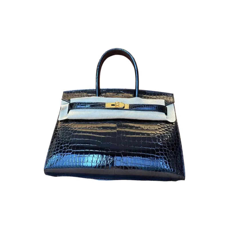 HERMES Birkin Crocodile Leather Birkin Bag Handbags Regular Women's Noir Black-1