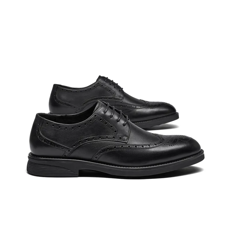HARSON Dress Shoes Men Low Top Black/Yellow Brown-1