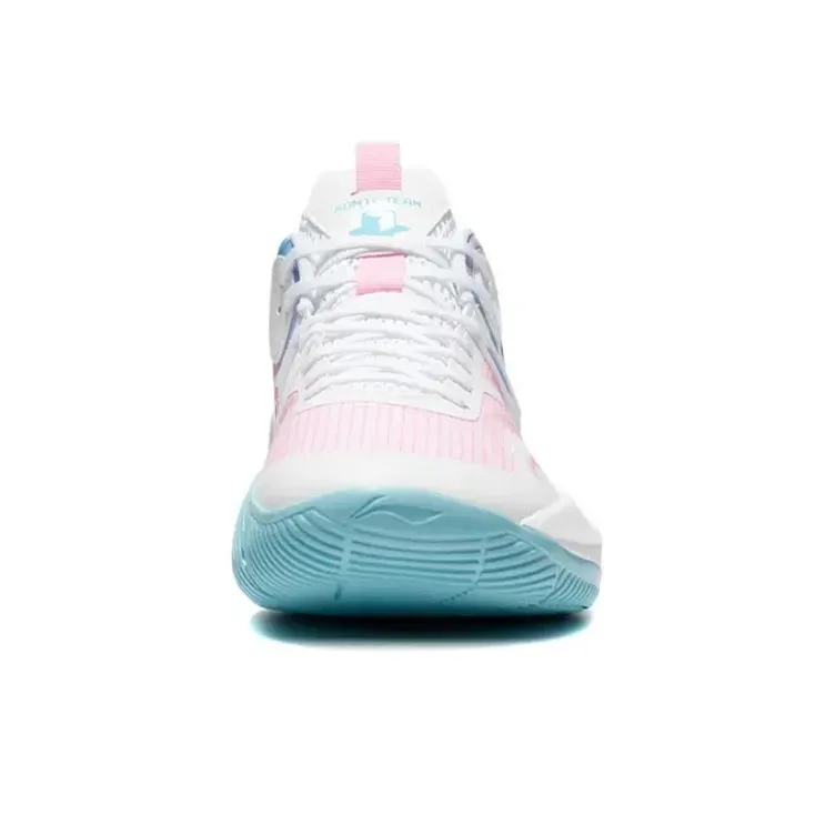 LiNing Sonic 9 Team Cushioning Breathable Rebound Low-Top Basketball Shoes Men's White Pink-5