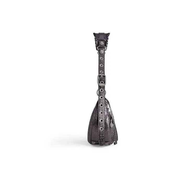 Balenciaga Le Cagole Cow Leather Dumpling Bag Crescent Moon Bag Crossbody Bag Shoulder Bag Women's Dark Gray-2