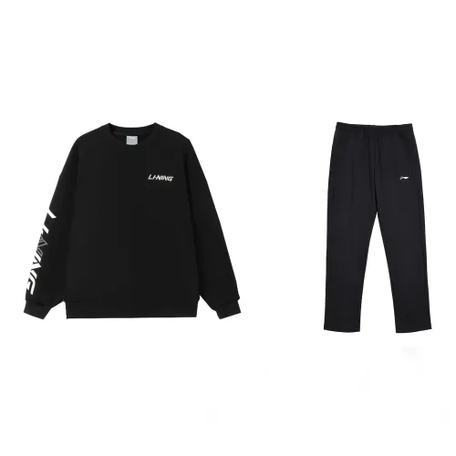 LINING Sports Fashion Collection Casual Sportswear Men Set Black+Black