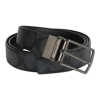 COACH PCV Letter Embossed Belt Men's Width  3cm