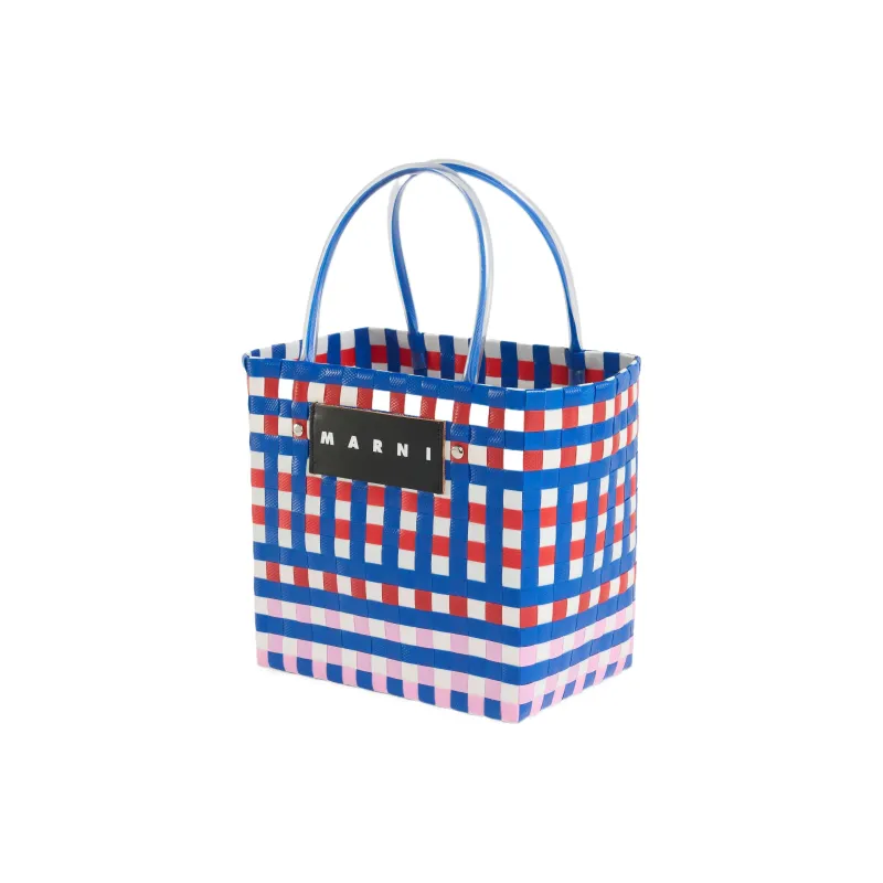 MARNI Basket Series Polypropylene With Cow Leather Tote Bag Shopping Bag Handbag Mini Women's Multicolor/Blue-2