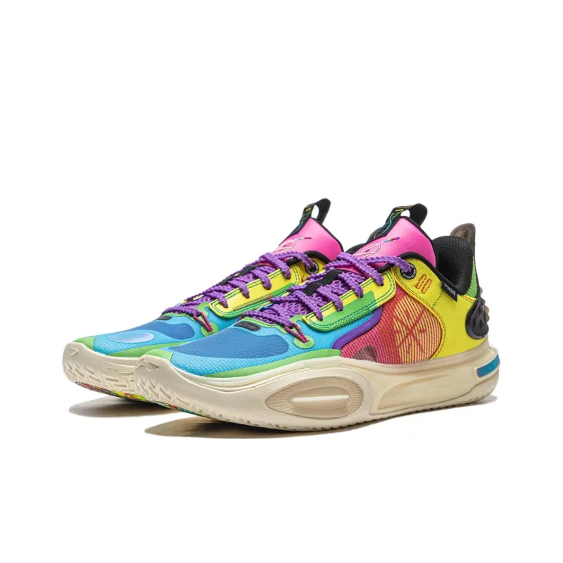 LiNing All City 11 Cushioned Slip Resistant Low Top Basketball Shoes Men's Blue Yellow-2