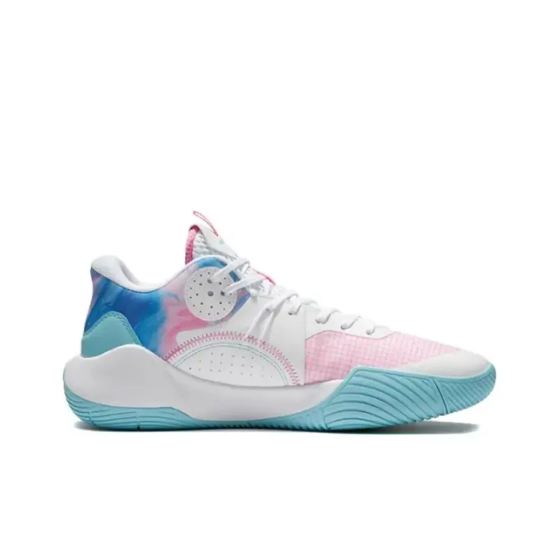 LiNing Sonic 9 Team Cushioning Breathable Rebound Low-Top Basketball Shoes Men's White Pink-1