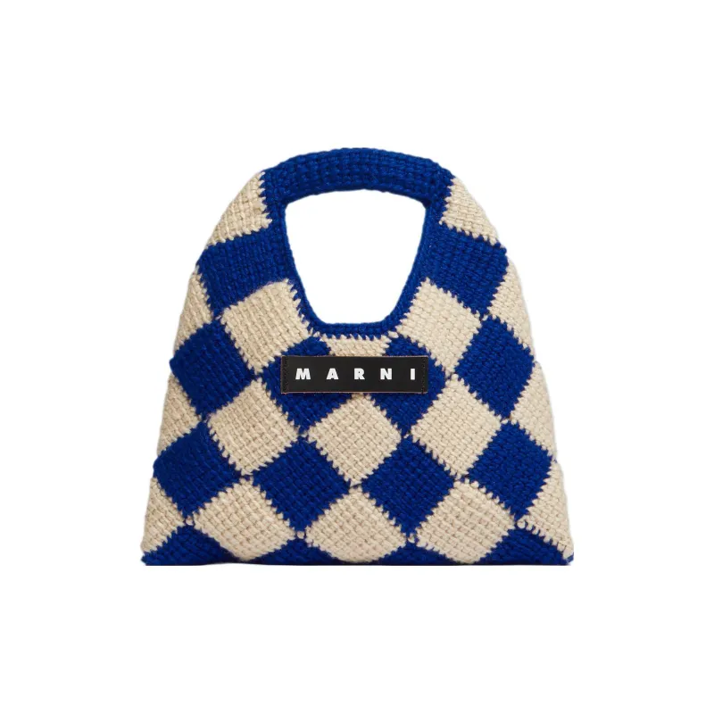 MARNI Acrylic With Cow Leather Basket Bag Handbag Mini Women's Blue/White-0