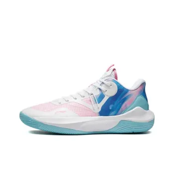 LiNing Sonic 9 Team Cushioning Breathable Rebound Low Top Basketball Shoes Men's White Pink