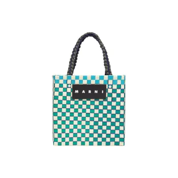 MARNI Basket Series Polypropylene With Cow Leather Tote Bag Shopping Bag Handbag Women's Light Blue