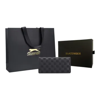 Slazenger PU Card Holder Wallet Men's Black/Avocado Green/Brown