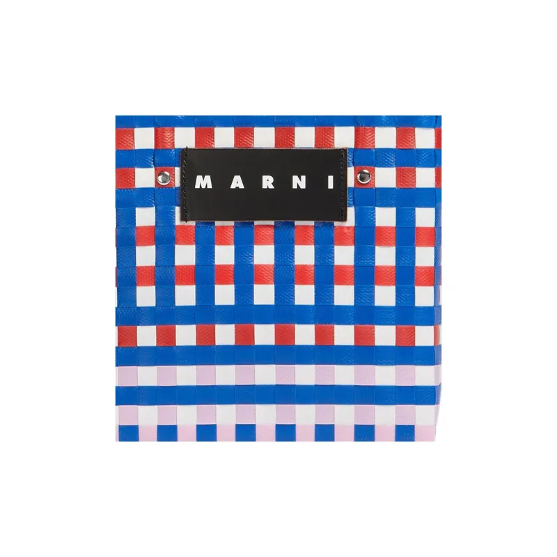 MARNI Basket Series Polypropylene With Cow Leather Tote Bag Shopping Bag Handbag Mini Women's Multicolor/Blue-4