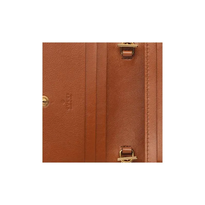 GUCCI Rajah Canvas With Leather Chain Bag Handbag Card Holder Women's Beige/Brown-3