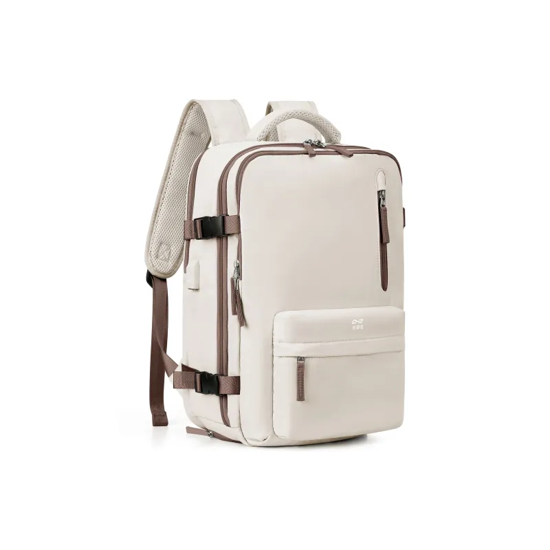 QING QI ZHE Fabric Travel Bag Backpack Regular Unisex Beige White Green/Beige White Brown-14
