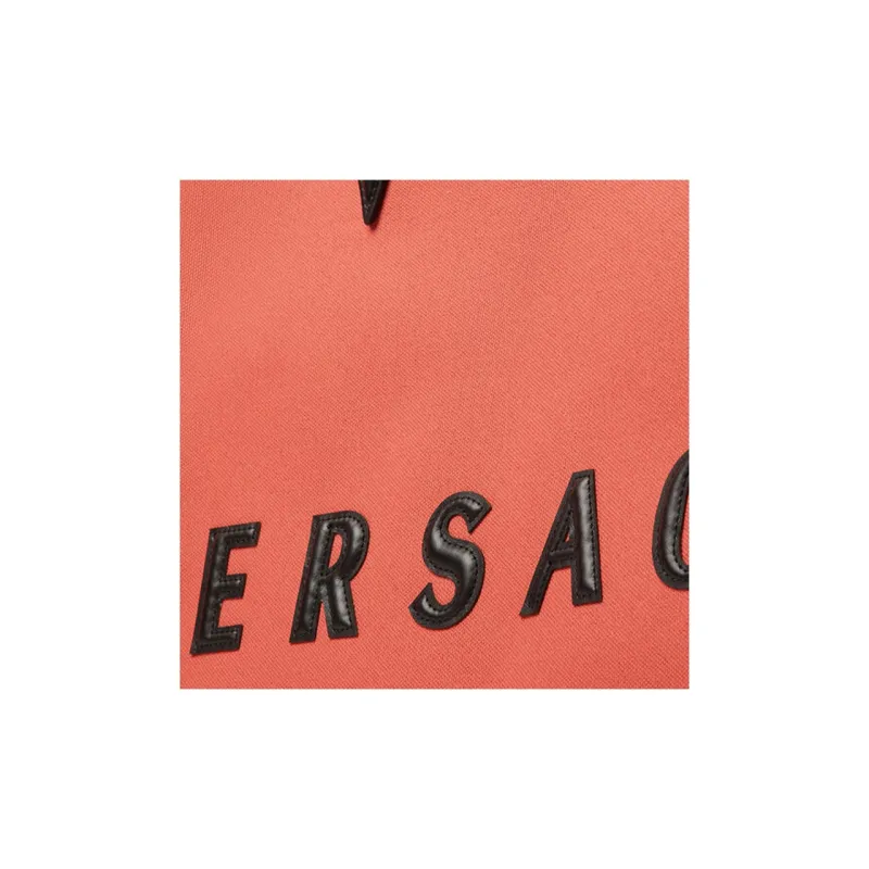 VERSACE Canvas Tote Bag Shopping Bag Shoulder Bag Handbag Men's Red Black Multicolor-4