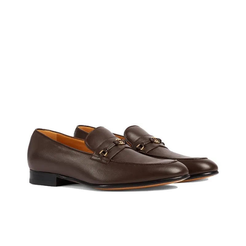 GUCCI Interlocking G Leather Loafers-1
