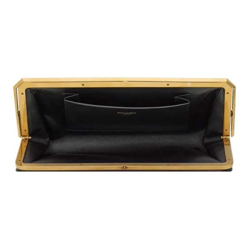 SAINT LAURENT Cow Leather Evening Clutch Bag Regular Women's Black-4