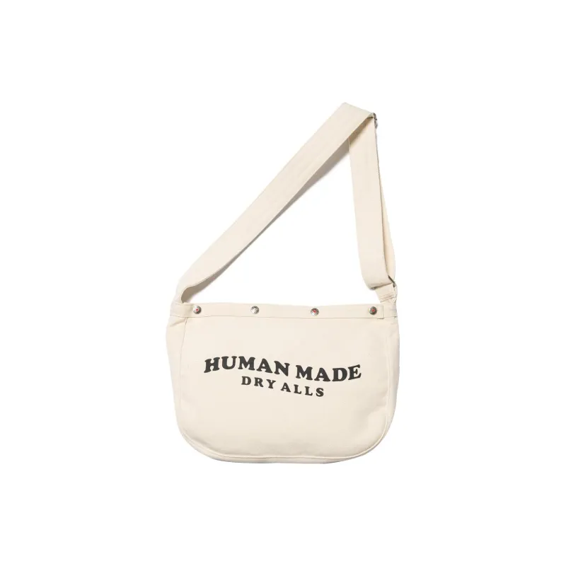 HUMAN MADE Cotton Canvas Messenger Bag, Canvas Bag, Shoulder Bag, Crossbody Bag Regular Unisex White-2