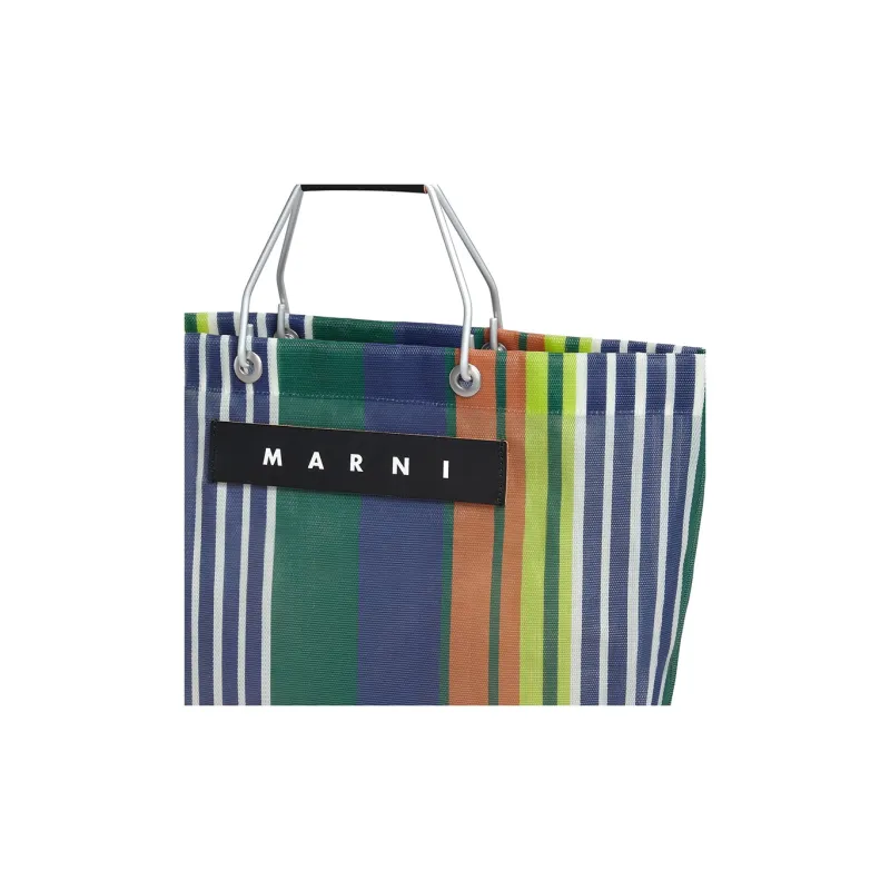 MARNI Polyethylene With Cow Leather Patchwork Tote Bag Shopping Bag Handbag Women's Light Blue/Multicolor-3