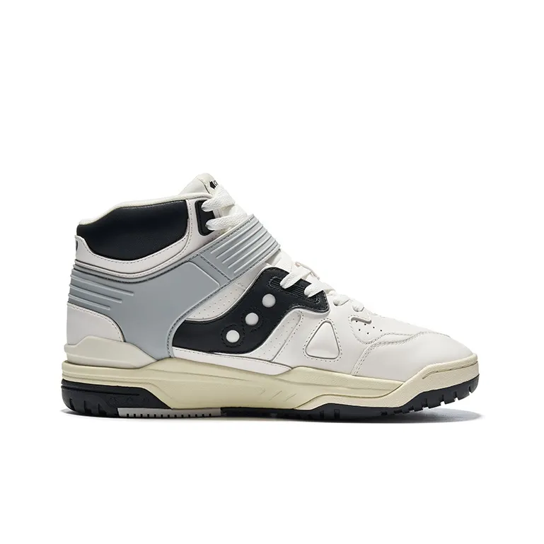 Saucony Cross 90 MID Anti Slip Wear Resistant High Top Skateboard Shoes Unisex White Black-1