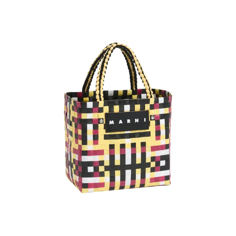 MARNI Basket Series Polypropylene With Cow Leather Tote Bag Shopping Bag Handbag Women's Yellow/Black-2