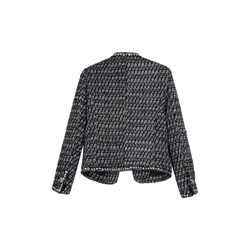 MISSSHINE Cropped Coats Women's Black/White-1