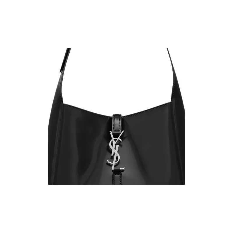 SAINT LAURENT Fabric HOBO Bag Shoulder Bag Women's Black-5