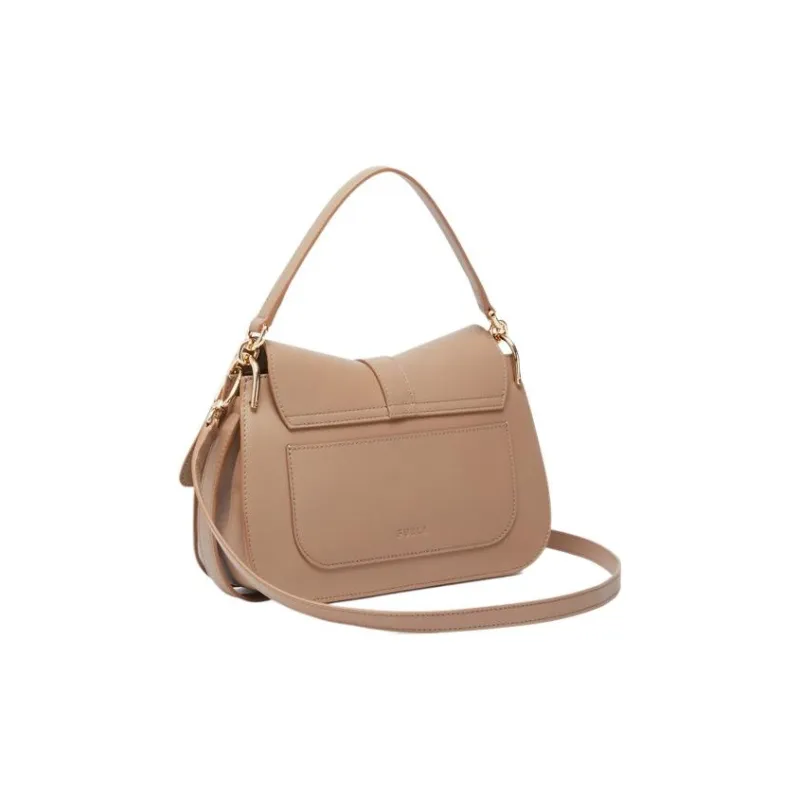 Furla Calfskin Shoulder Bag, Crossbody Bag, Handbag Medium Size Women's Gray Coffee-2