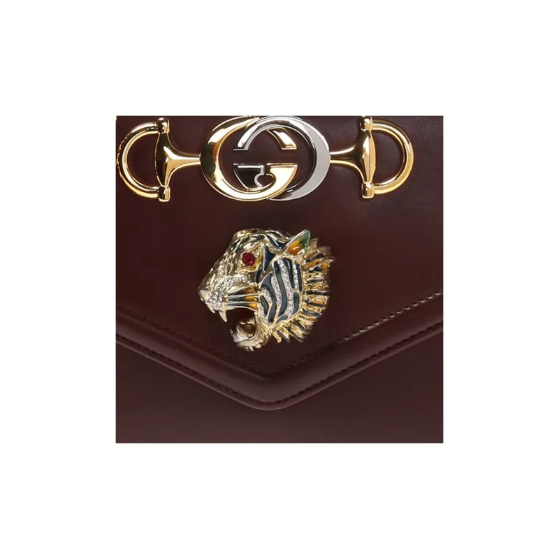 GUCCI Rajah Calfskin Messenger Bag, Shoulder Bag, Crossbody Bag Women's Dark Red-3