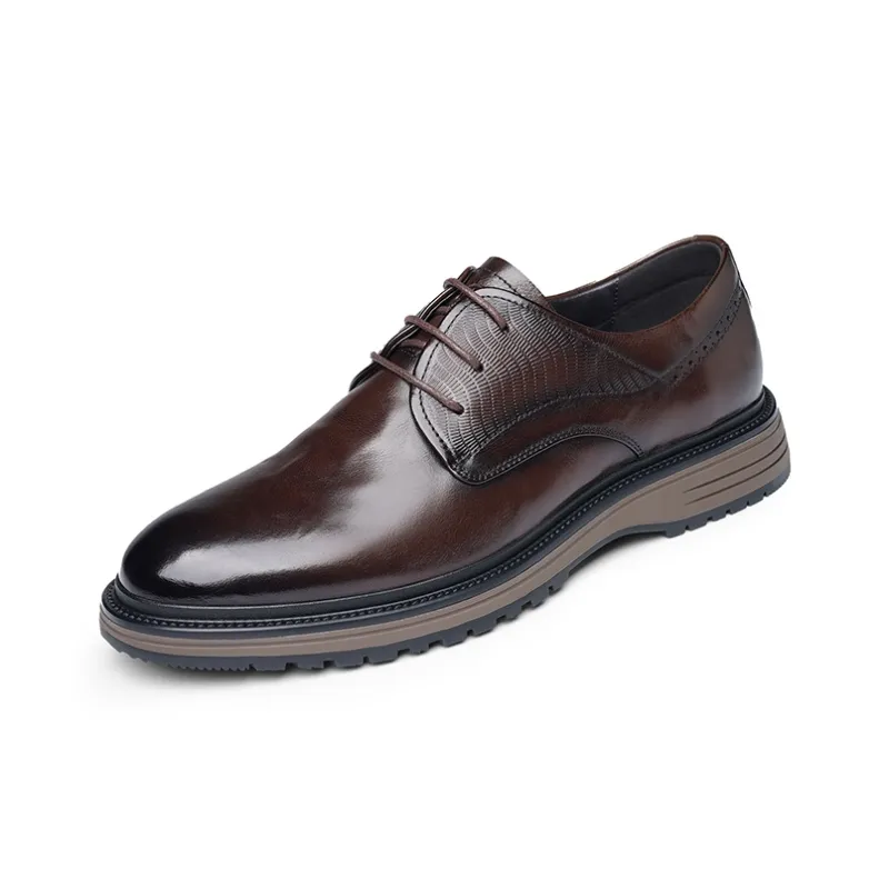 LAORENTOU Dress Shoes Men Low Top Brown/Black-6