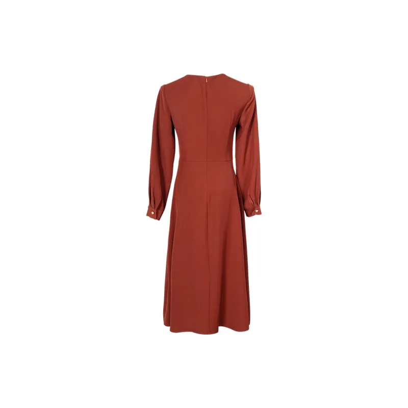 MISSSHINE Long Sleeved Dresses Women's Rusty Red-1