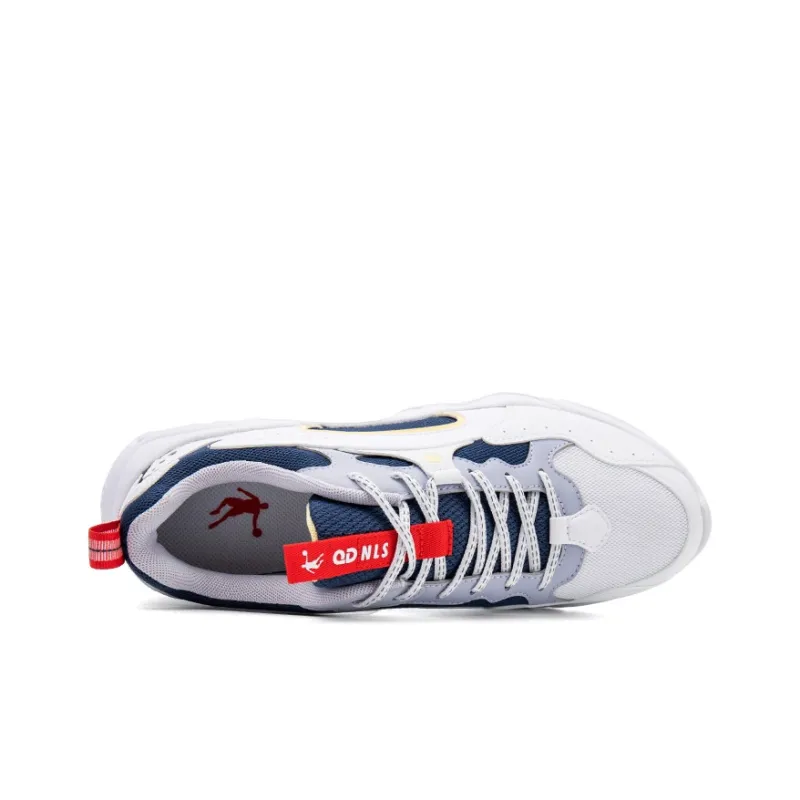 QIAODAN Cushioning, Slip Resistant, Breathable, Lightweight Coverage Low Top Casual Running Shoes Men's White Blue-3