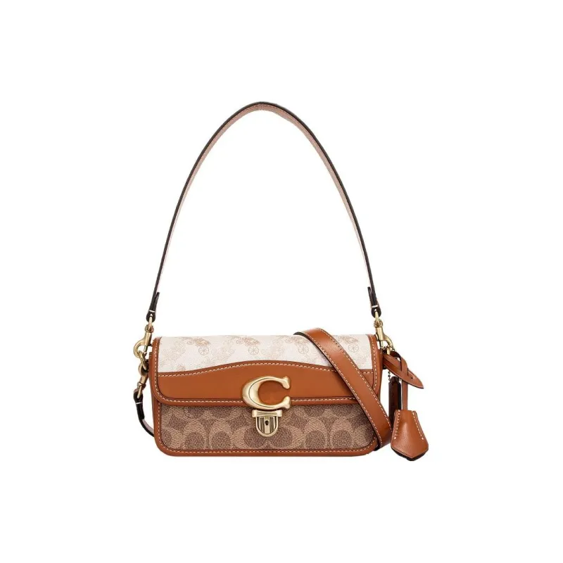 COACH Studio Cow Leather Baguette Bag Shoulder Bag Crossbody Bag Regular Women's Brown-0