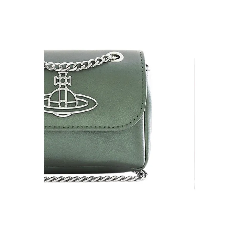 Vivienne Westwood Cow Leather Shoulder Bag, Crossbody Bag, Wallet Small Size Women's Green-2