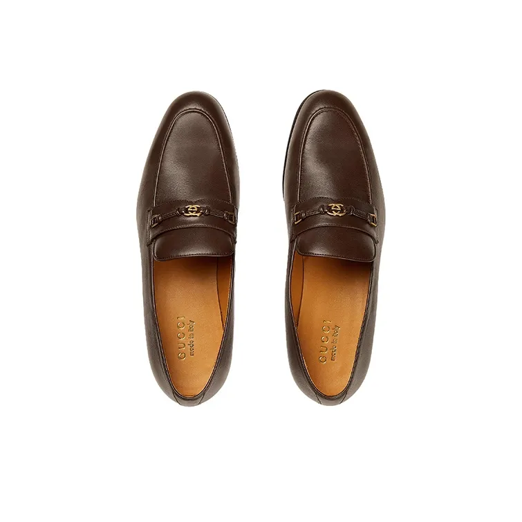 GUCCI Interlocking G Leather Loafers-2