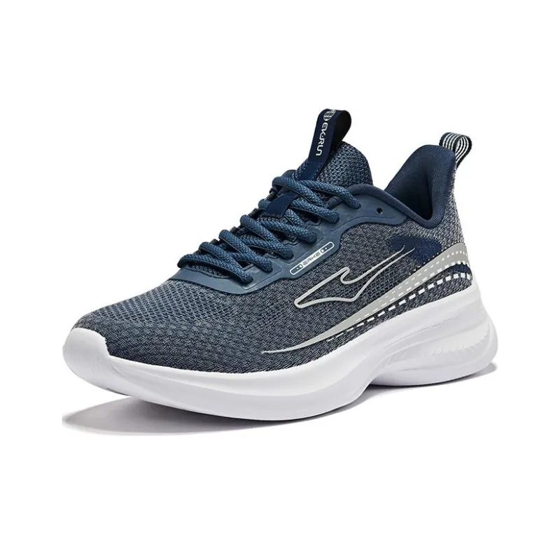 Erke Cushioning Rebound Low Top Running Shoes Men's Blue Silver-1