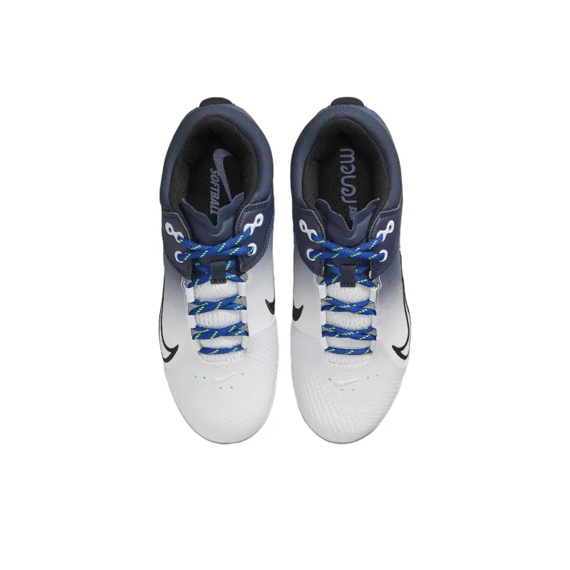 Nike Hyperdiamond 4 Abrasion Resistant Breathable Low Top Training Shoes GS Blue White-3
